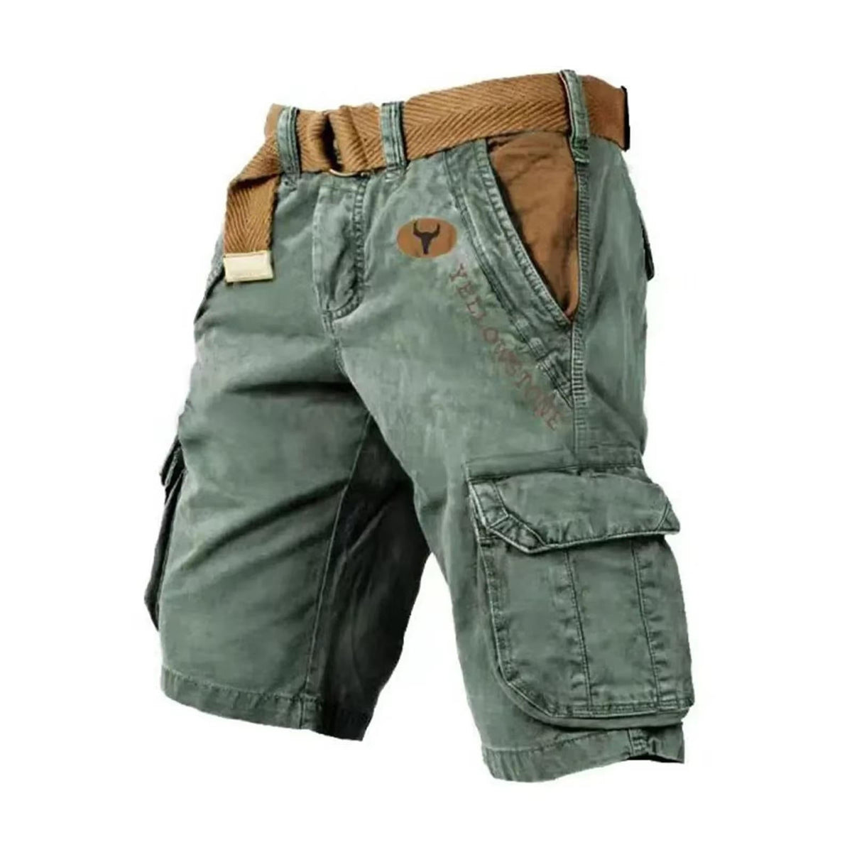 Men's Washed Cargo Shorts Relaxed Utility Outdoor Summer Fit