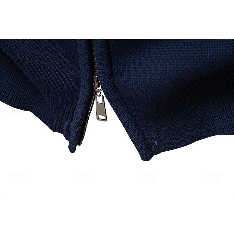 Women's Geometric Knit Christmas Cardigan with Full Zip