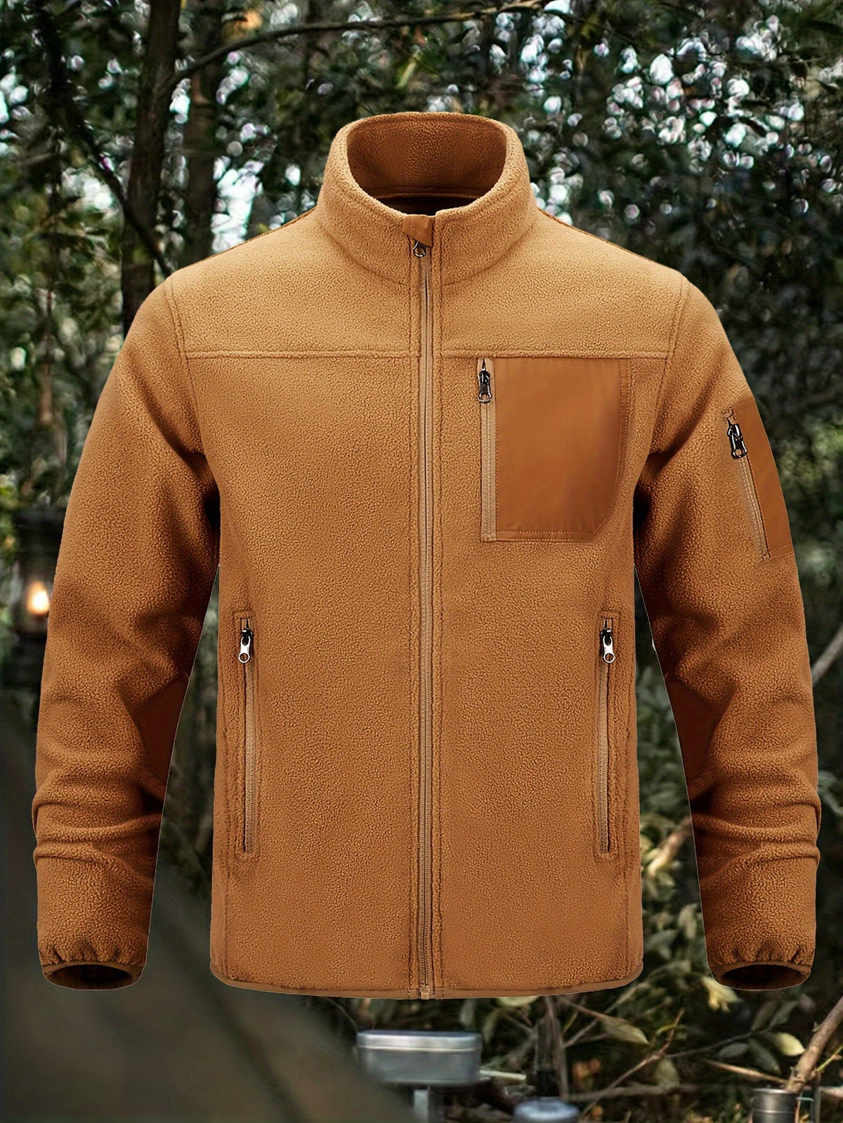 Women's Outdoor Zip Jacket with Stand Collar and Zip Pockets