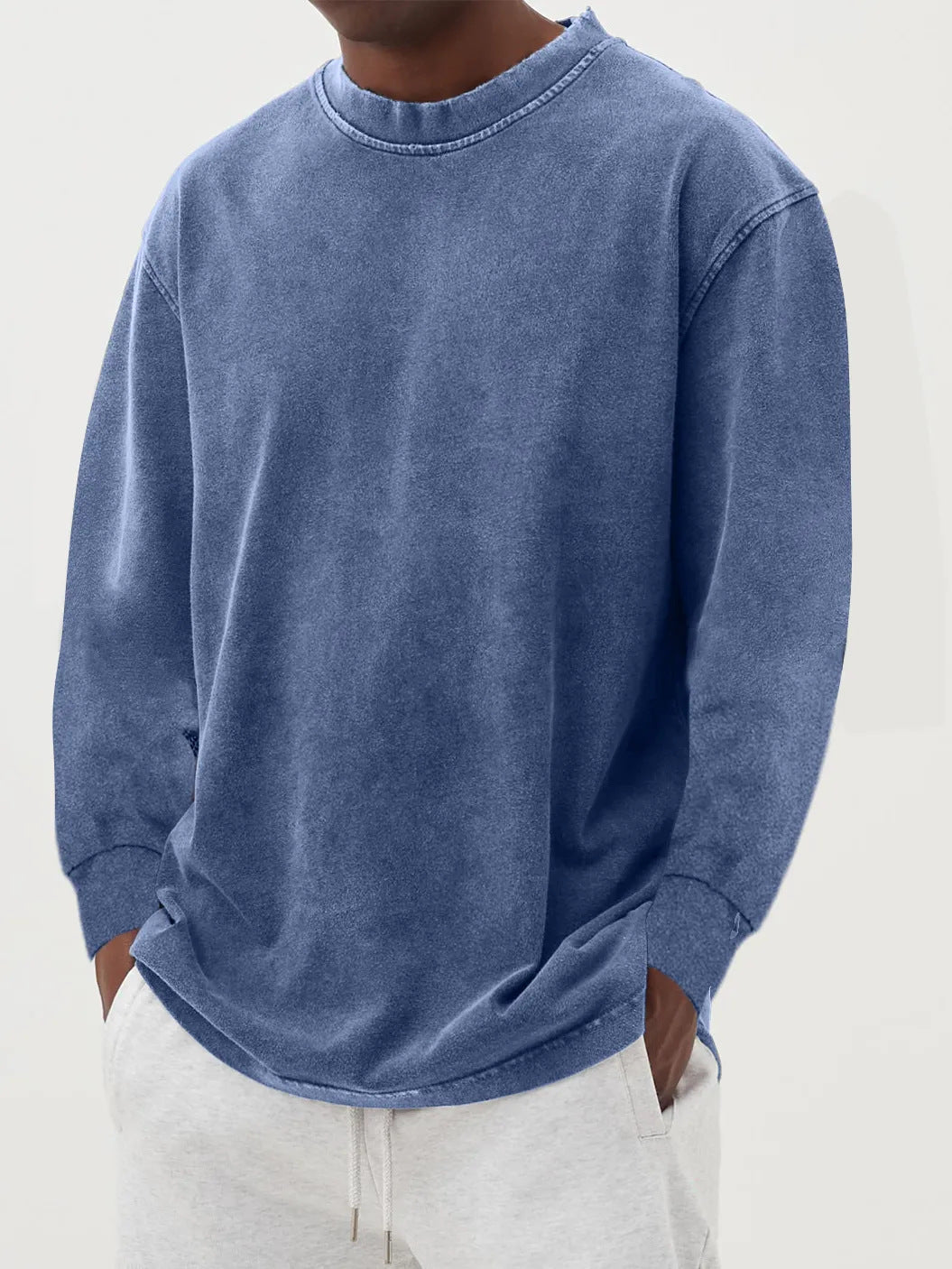 Men's Relaxed Crew Neck Knit Sweater With Dropped Shoulders