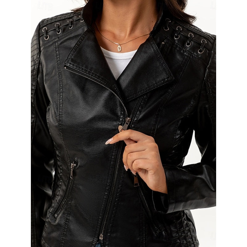 Women's Figure-Following Classic Biker Jacket