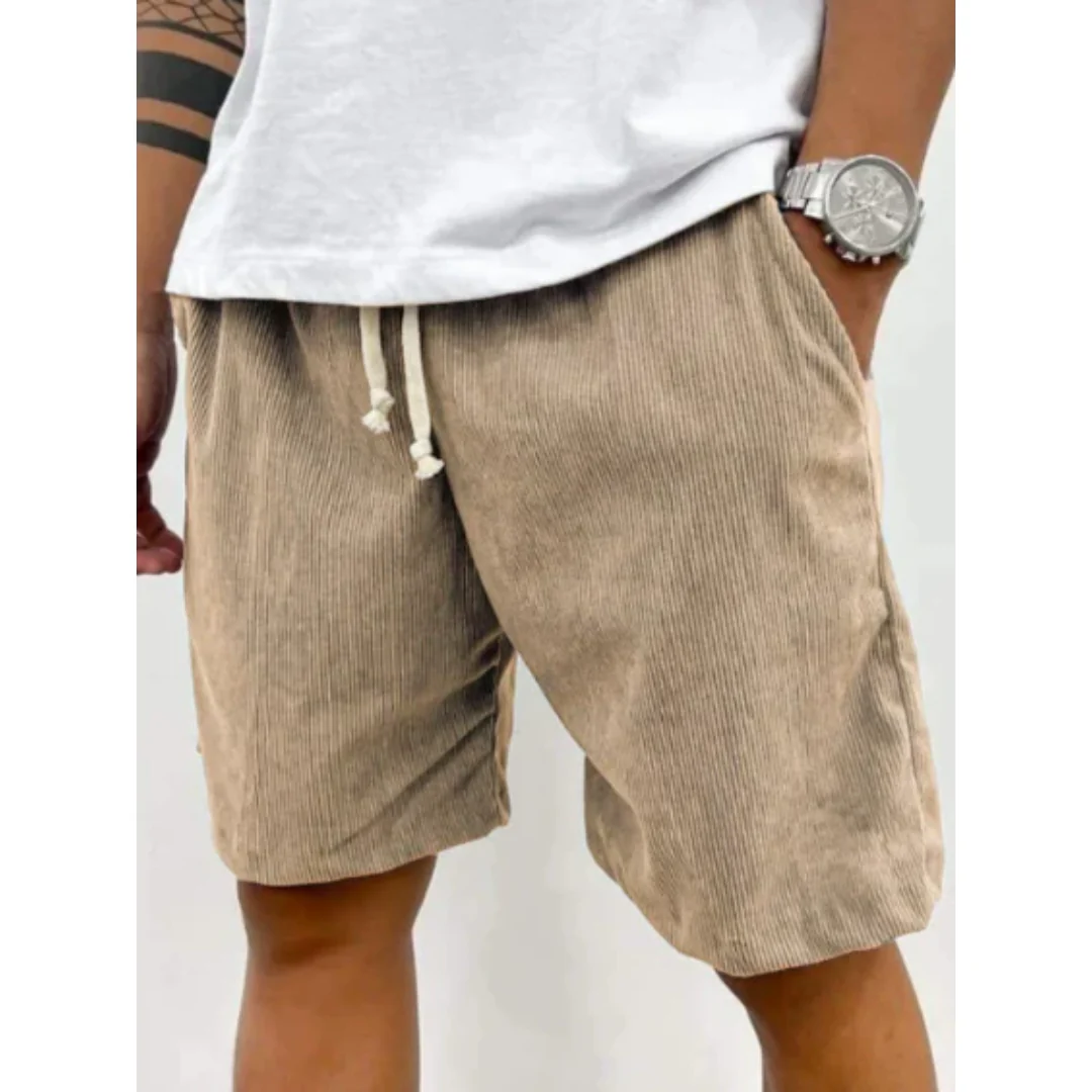 Men's Corduroy Drawstring Shorts Relaxed Summer Shorts for Casual