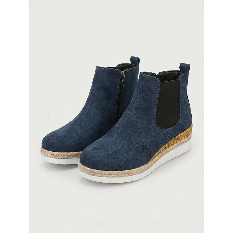Women's Stretch-Panel Wedge Chelsea Boots