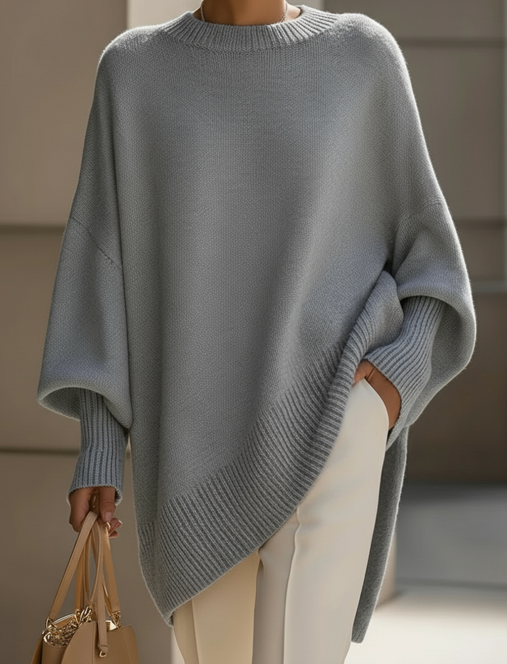 Women's Oversized Batwing Knit Sweater