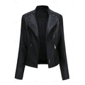 Women's Figure-Following Classic Biker Jacket - Black