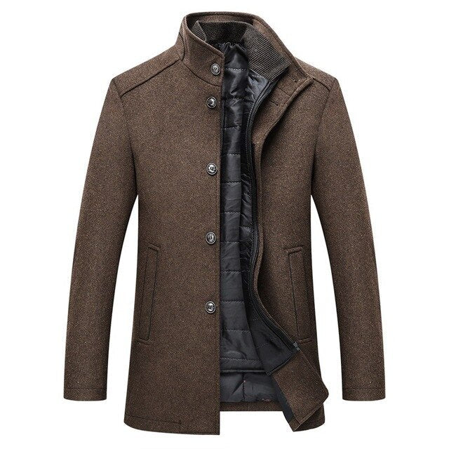 Men's High Collar Quilted Winter Coat Tailored Outerwear
