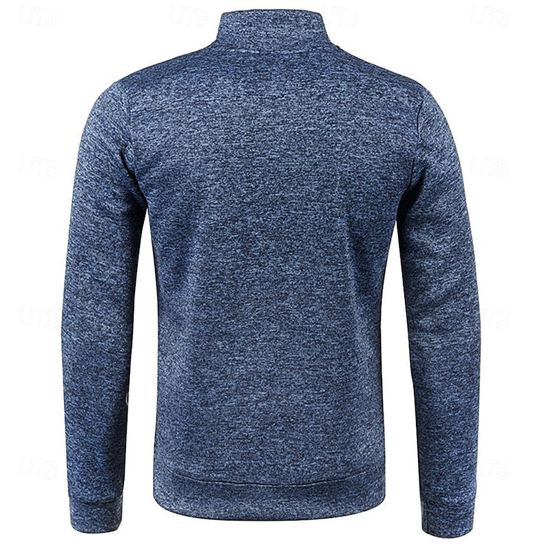 Men's Long Sleeve Zip Collar Polo Top