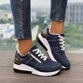 Women's Sporty Rounded-Toe Platform Trainers - Blue