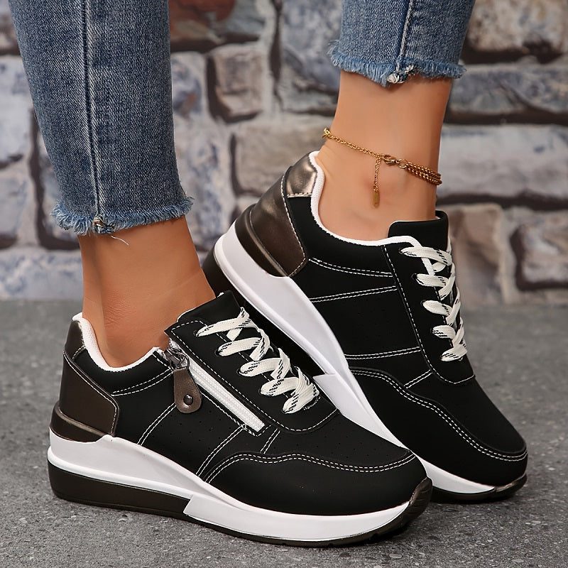 Women's Sporty Rounded-Toe Platform Trainers