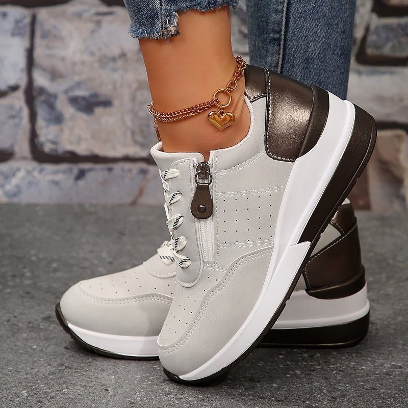 Women's Sporty Rounded-Toe Platform Trainers