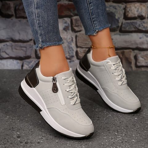 Women's Sporty Rounded-Toe Platform Trainers