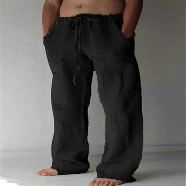 Men's Wide Leg Drawstring Trousers Relaxed Summer Style