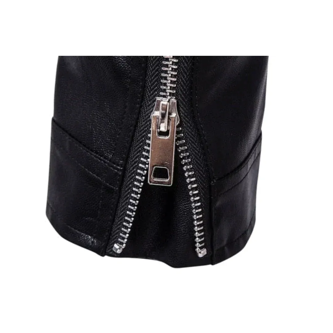 Men's Epaulette Leather Motorcycle Jacket