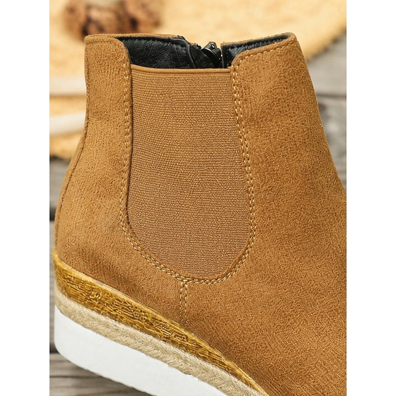 Women's Stretch-Panel Wedge Chelsea Boots