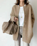 Women's Relaxed Wool Blend Cardigan with Deep Pockets – Khaki