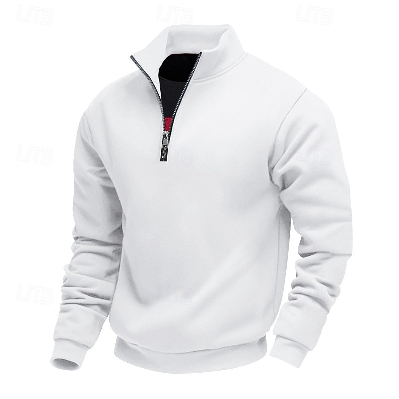 Women's Classic Zip Collar Relaxed Sweatshirt - White