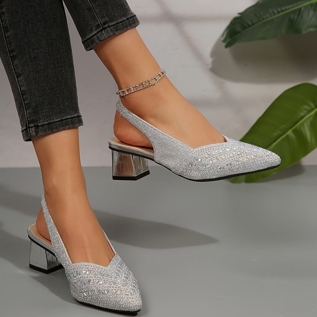 Women's Glitter-Textured Pointed Court Shoes