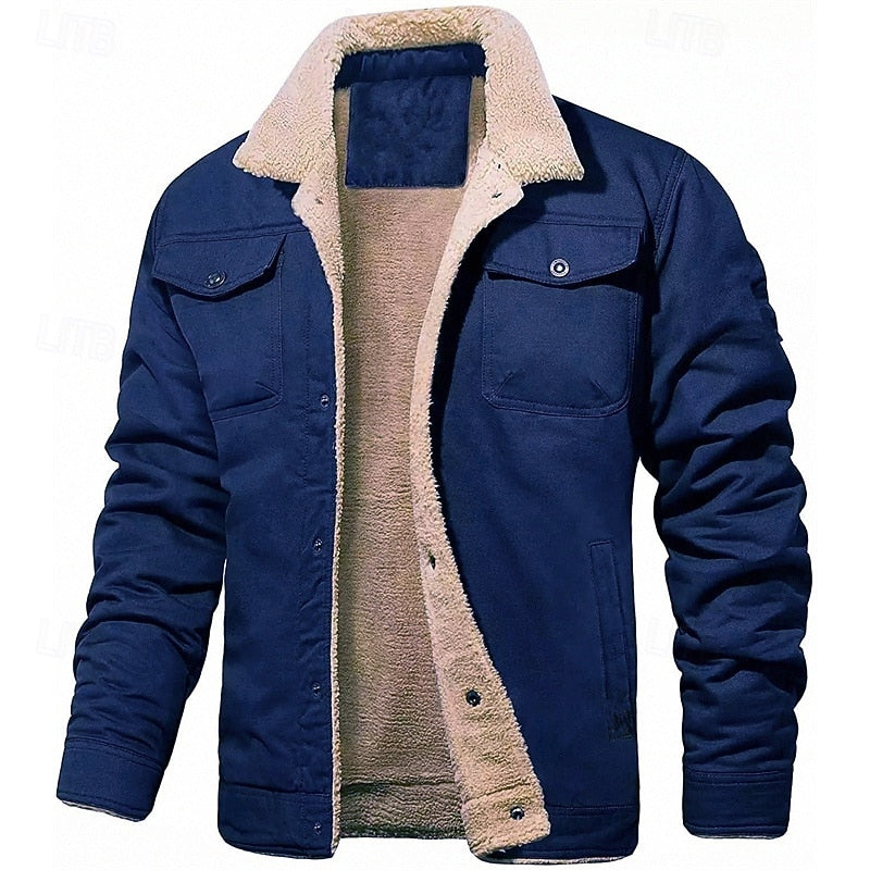 Women's Fold-Down Collar Sherpa Jacket With Side Pockets