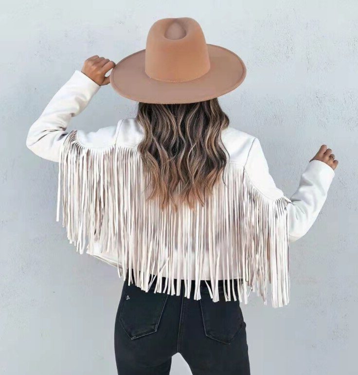 Women's Notch-Lapel Boho Fringe Jacket