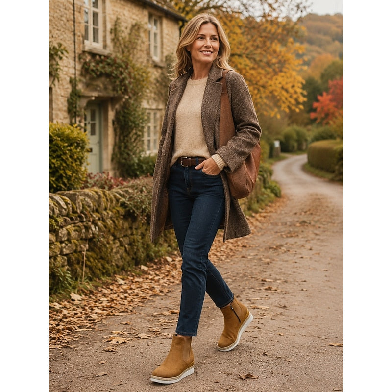 Women's Stretch-Panel Wedge Chelsea Boots