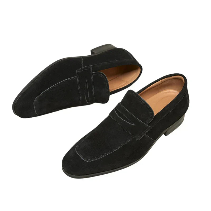 Men's Suede Penny Loafers Smart Slip On Dress Shoes