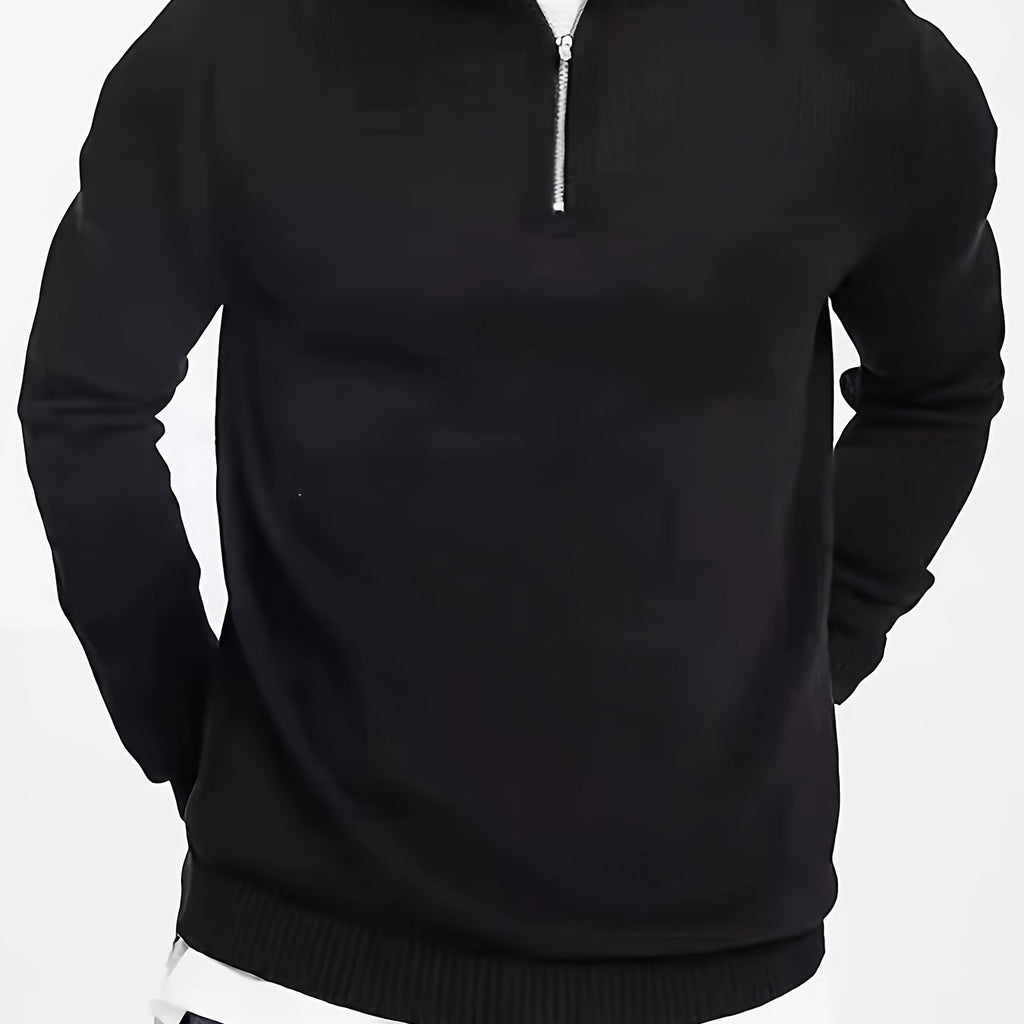 Men's Half Zip Knit Sweater Casual High Neck Comfortable