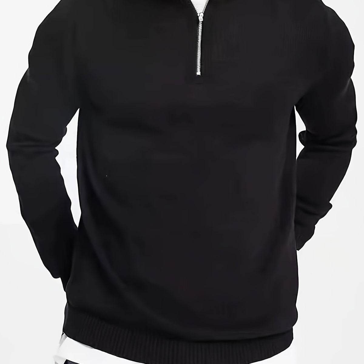 Men's Half Zip Knit Sweater Casual High Neck Comfortable