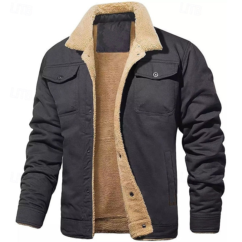 Women's Fold-Down Collar Sherpa Jacket With Side Pockets