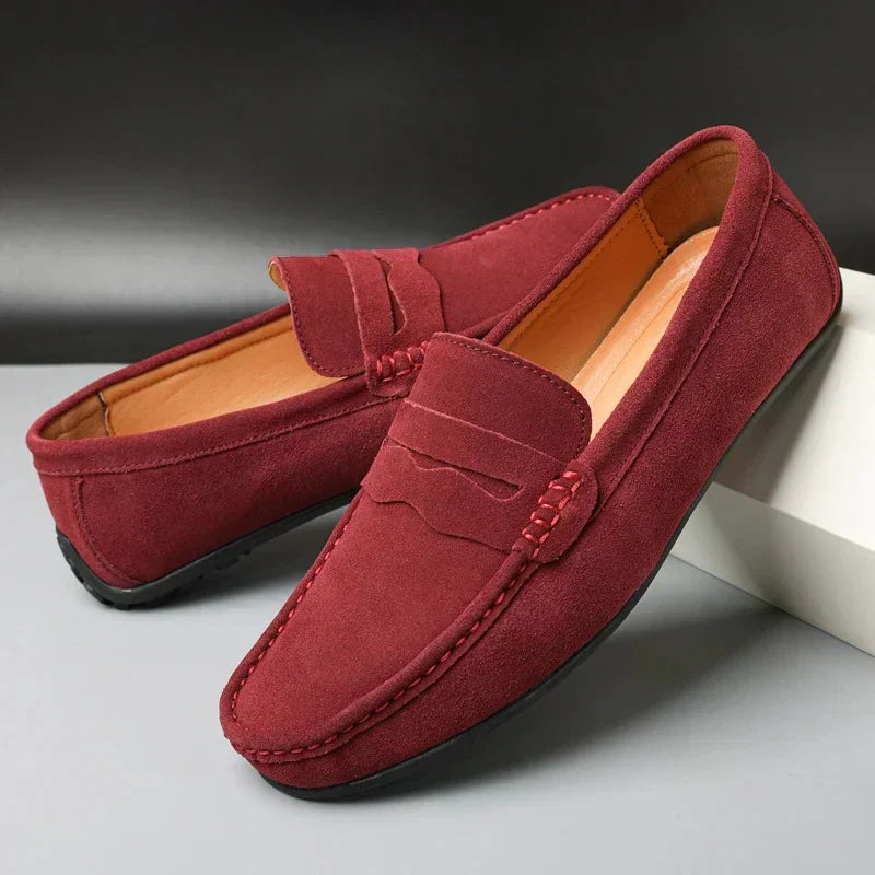 Men's Suede Penny Loafers Refined Slip On Casual Shoes