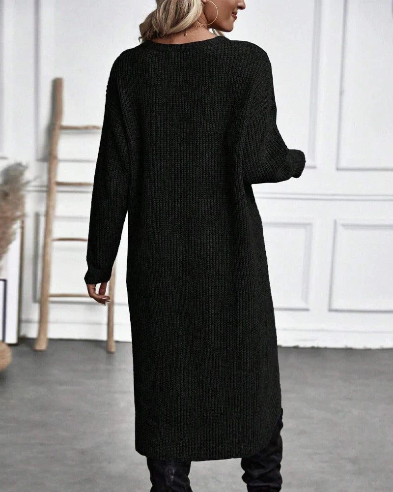 Women's Longline Rib Knit Open Cardigan