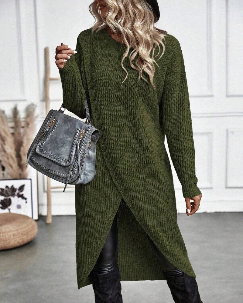 Women's Longline Rib Knit Open Cardigan