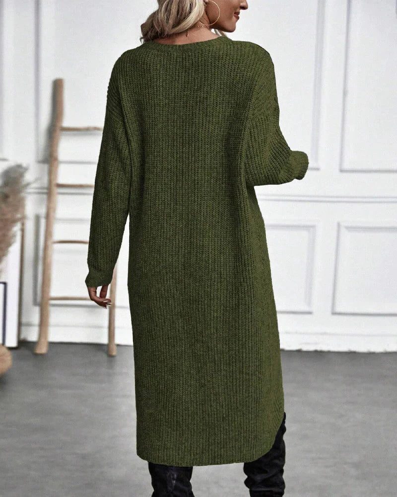 Women's Longline Rib Knit Open Cardigan