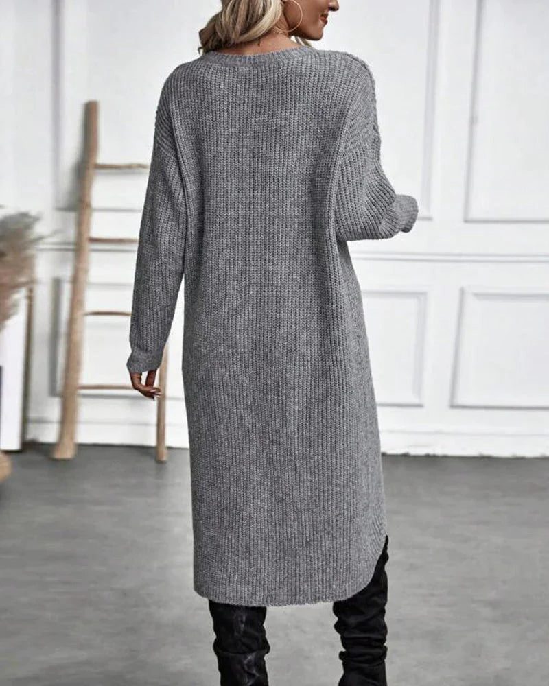 Women's Longline Rib Knit Open Cardigan