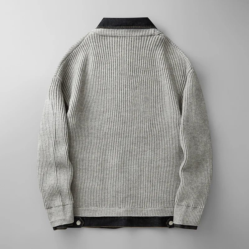 Men's Knitted Collared Cardigan Button Up Layer for Autumn