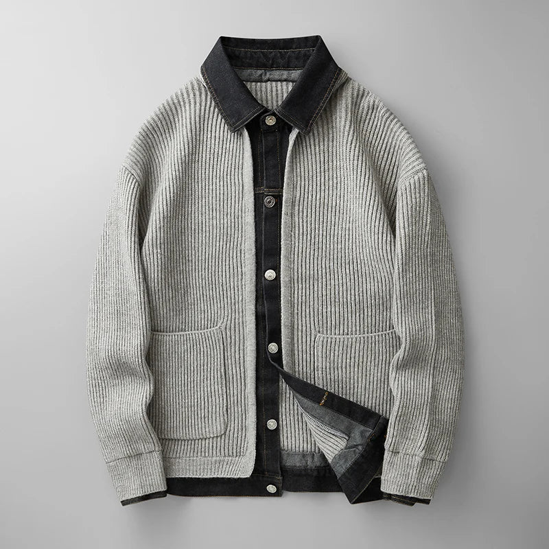 Men's Button Front Knit Cardigan Collared Winter Layer