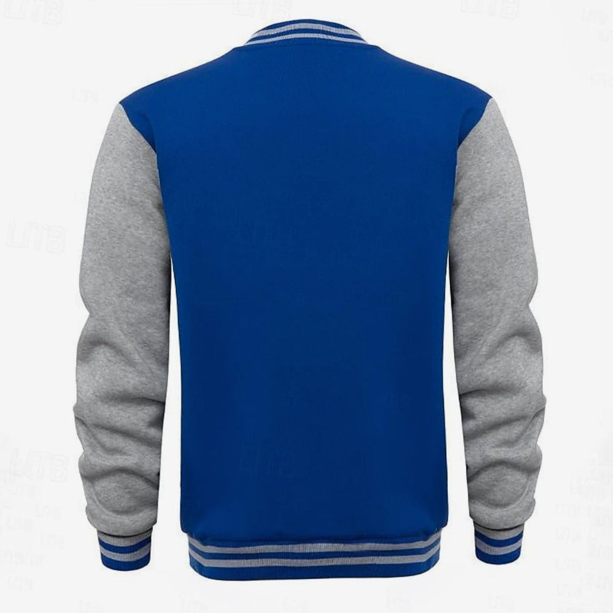 Men's Letterman Jacket with Contrast Sleeves and Popper Front