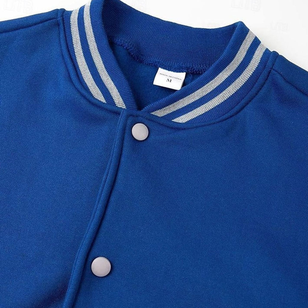 Men's Letterman Jacket with Contrast Sleeves and Popper Front