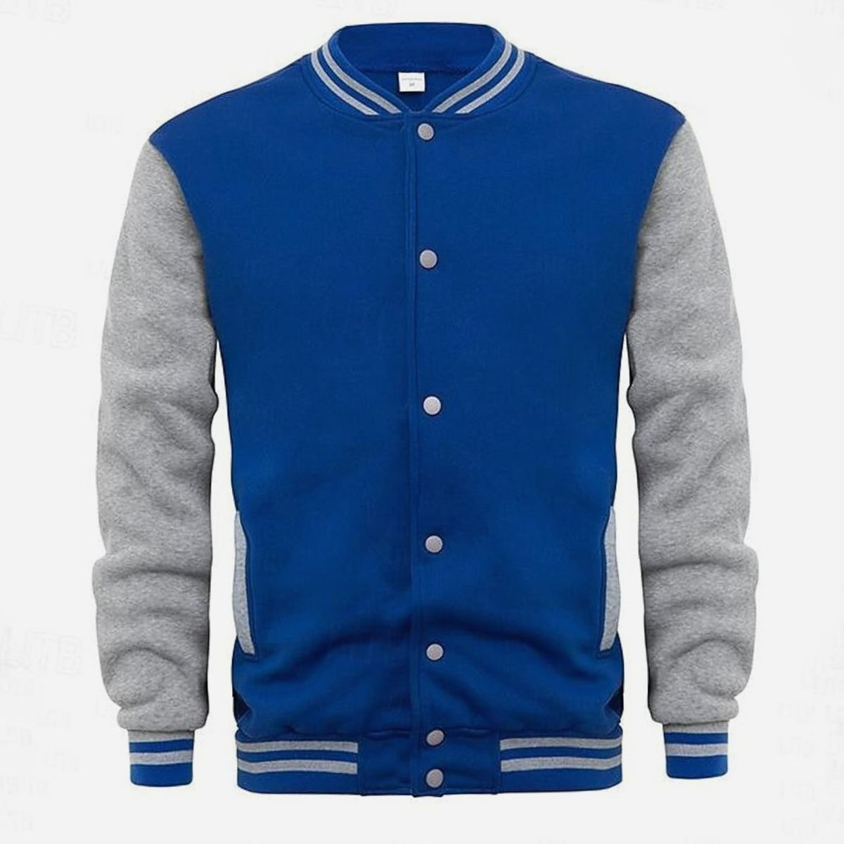 Men's Letterman Jacket with Contrast Sleeves and Popper Front