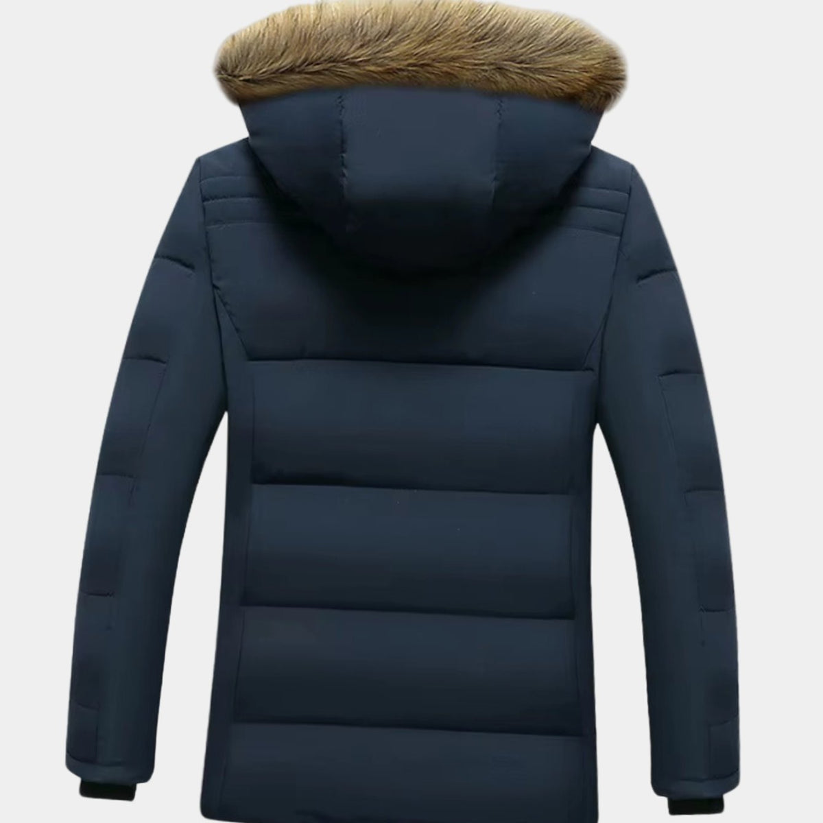 Men's Faux Fur Hood Quilted Jacket With Fleece Interior