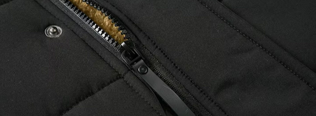 Men's Faux Fur Hood Quilted Jacket With Fleece Interior