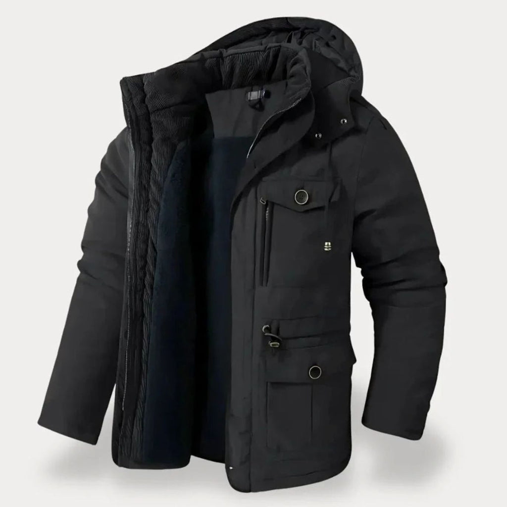 Men's Insulated Utility Parka With Removable Hood - Black