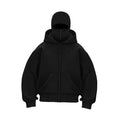 Men's Face Cover Zip-Through Hoodie in Heavy Fleece - Black