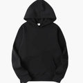 Men's Plain Kangaroo Pocket Hooded Pullover - Black
