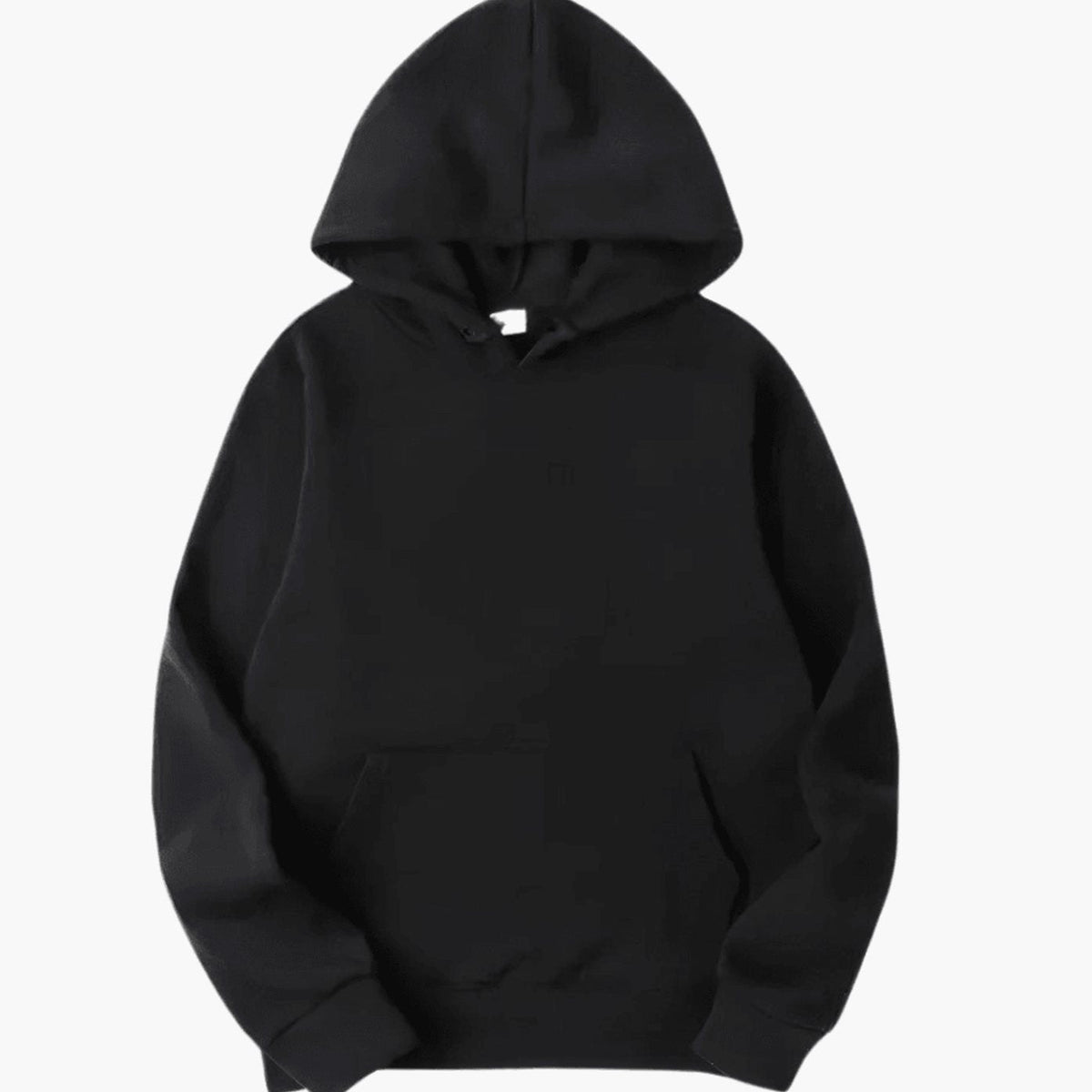Men's Plain Kangaroo Pocket Hooded Pullover - Black