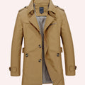 Men's Double-Breasted Trench With Chest Zip Pocket - Khaki