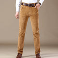 Men's Cord Straight Cut Slim Trousers - Beige