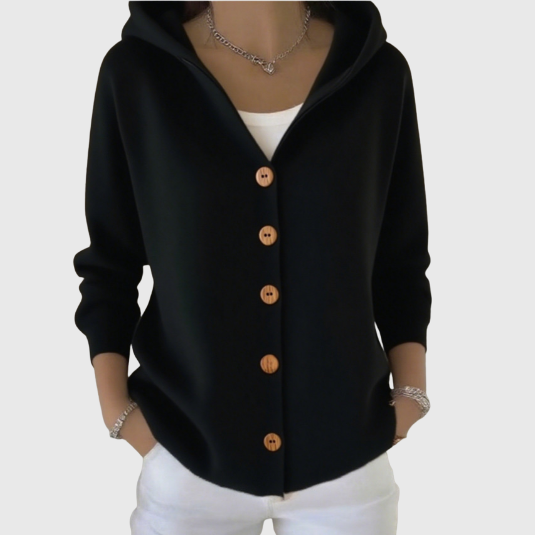 Women's Hooded Button-Down Cardigan Sweater