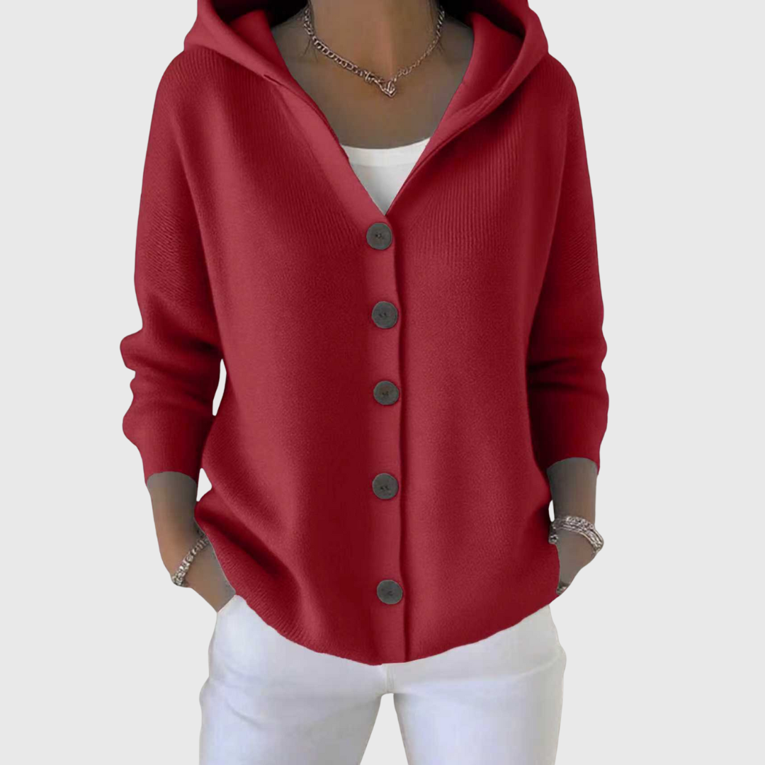 Women's Hooded Button-Down Cardigan Sweater