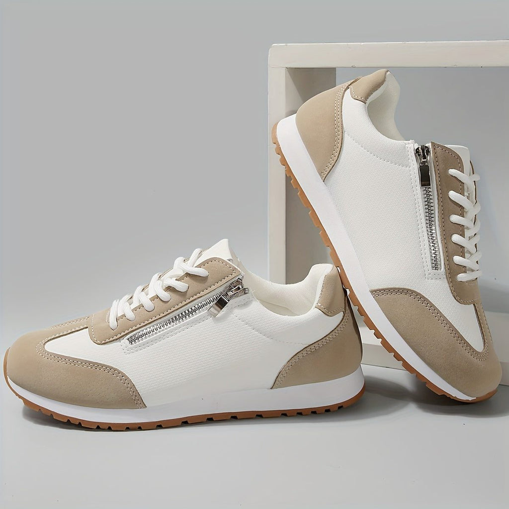 Women's Mixed-Texture Cushioned Lace-Up Trainers with Lift
