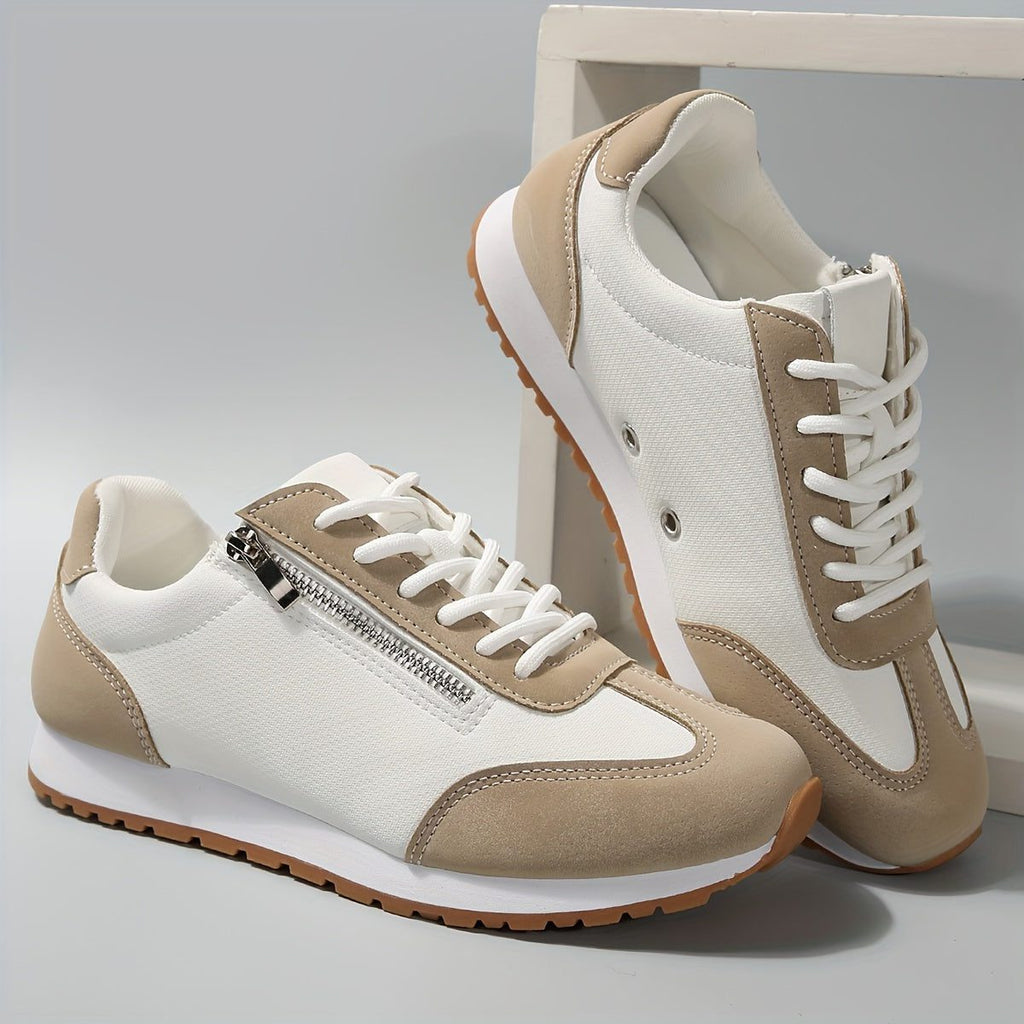 Women's Mixed-Texture Cushioned Lace-Up Trainers with Lift